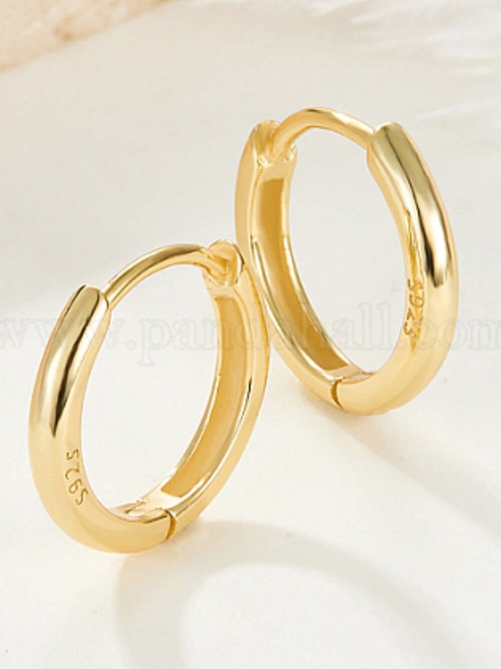 925 Sterling Silver Huggie Hoop Earrings, Round Ring, with S925 Stamp, 14mm